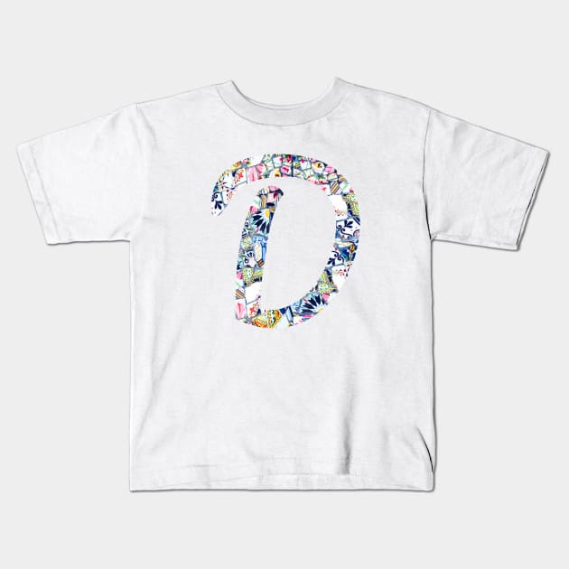 Gaudi Mosaic Letter D Kids T-Shirt by aterkaderk